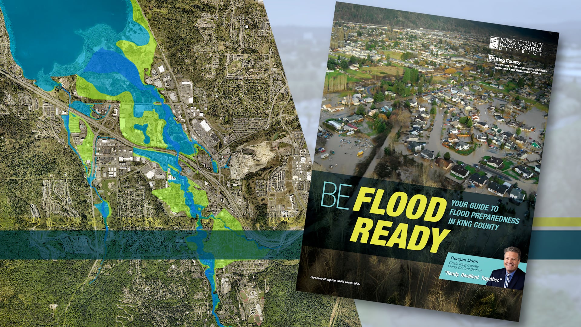 Be Flood Ready Pamphlet and picture of Flood map